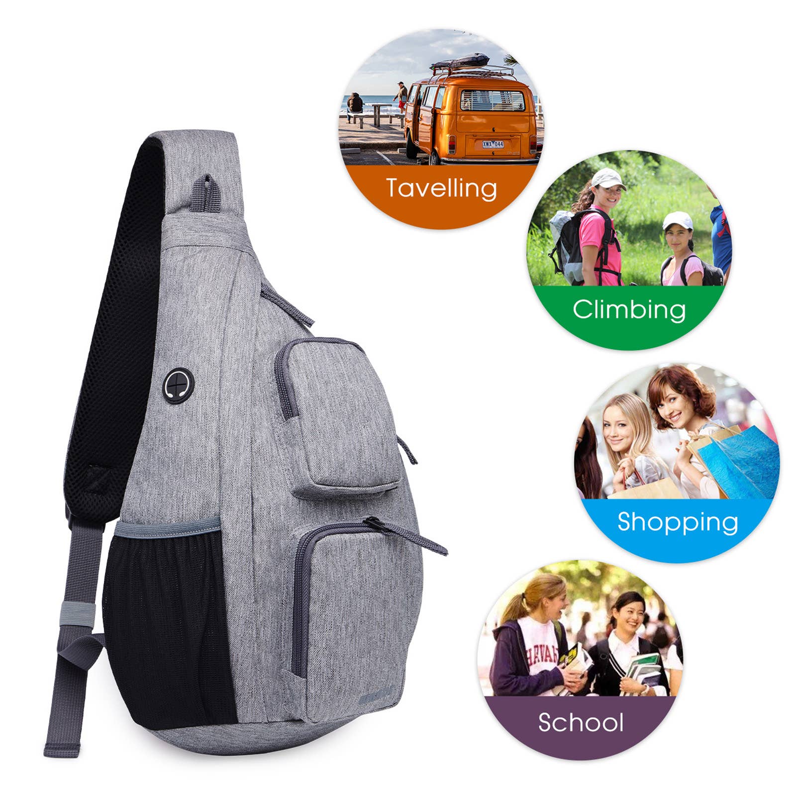 wandf - Wholesale Backpack - Unisex - WANDF Crossbody Sling Chest Bag Mens Travel Backpack25