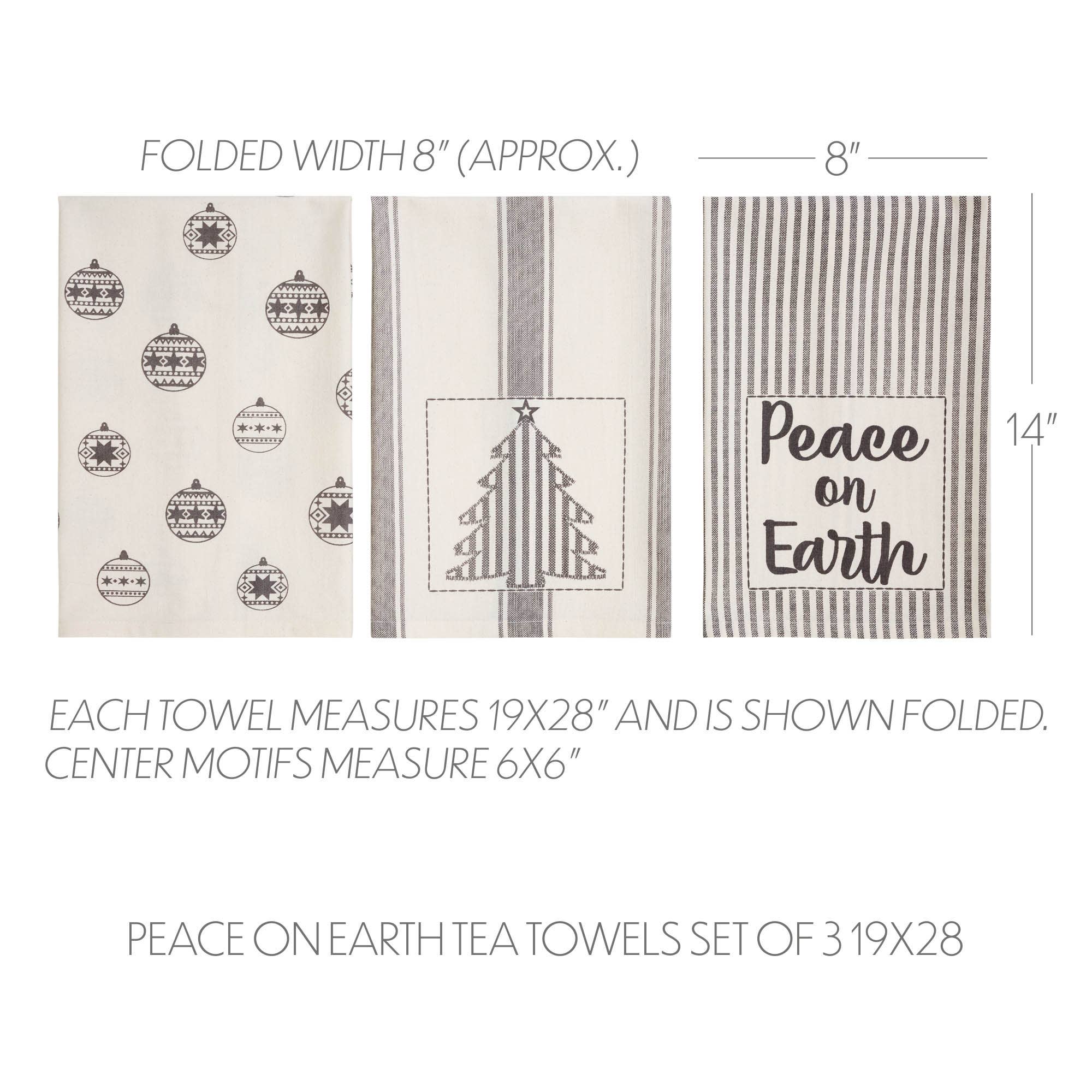 VHC Brands - Vente Torchons - Ensemble de 3 torchons Grace Peace on Earth 19 x 282