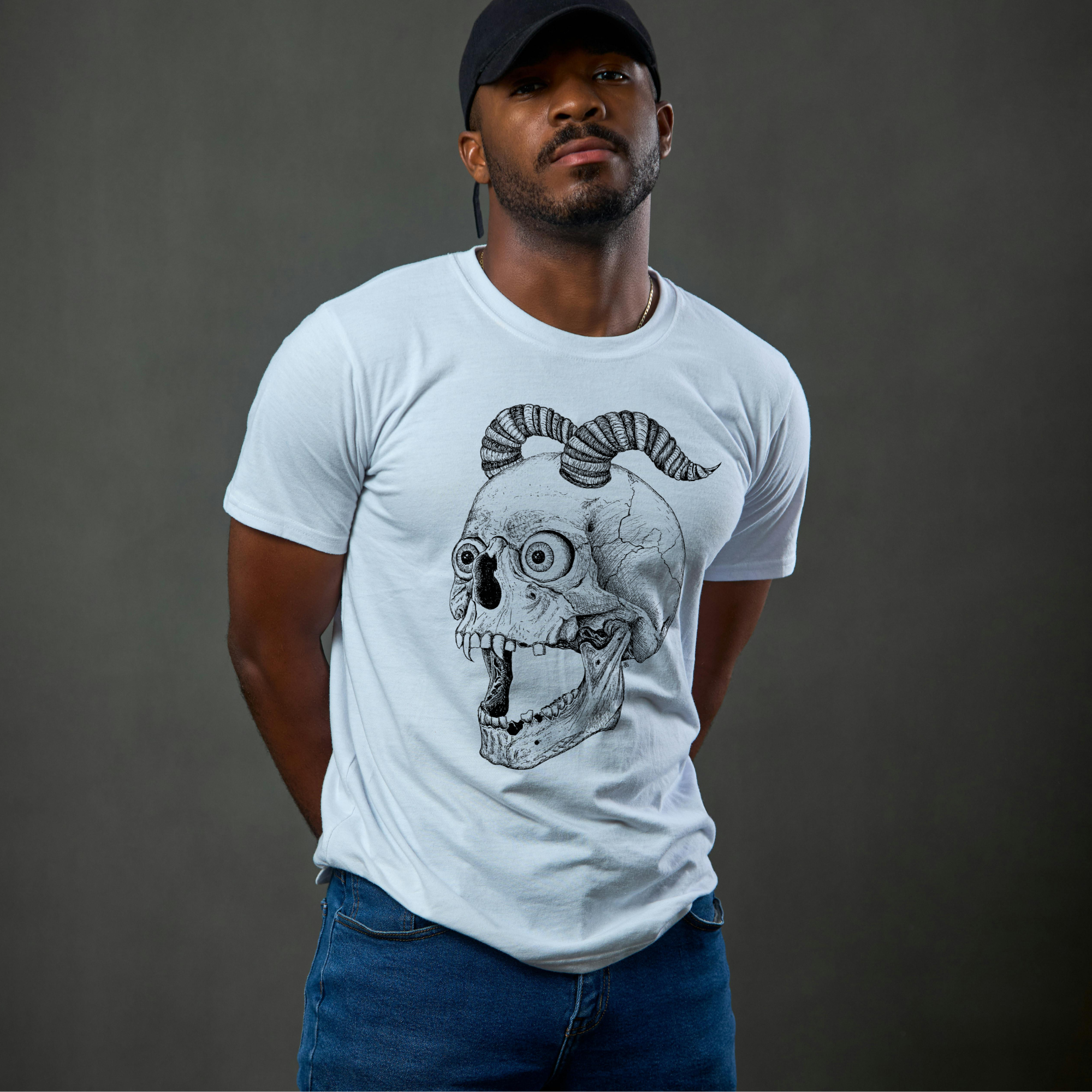 Hannah Kate Makes - Wholesale T-Shirt (Graphic) - Unisex - Screaming Skull T-shirt - White - 100% Cotton - Reg/Fitted3