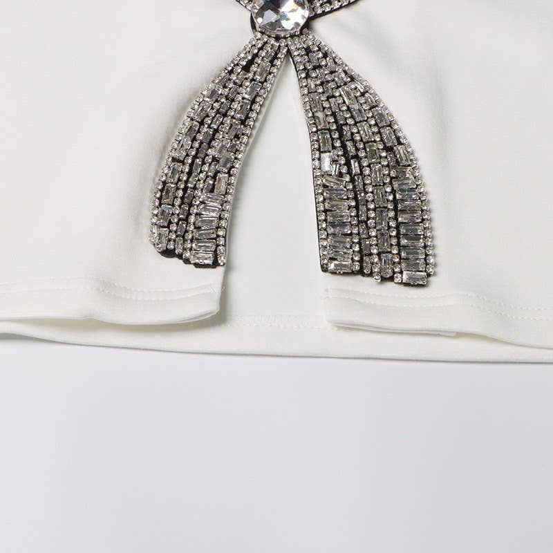 Productseeker - Wholesale Blouse - Women's - TP005 New Diamond Sequined Bow Cropped Top T-shirt10