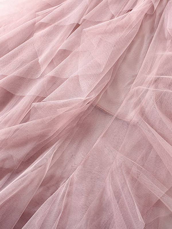 Sheer Trend - Venta al por mayor Falda - Mujer - Falda de elasticidad plisada falbala de 4 colores de malla irregular original1