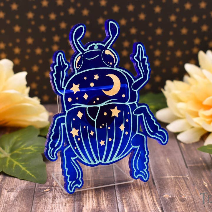 Starry Night Beetle Magnet for wholesale by Teal Cicada Illustration