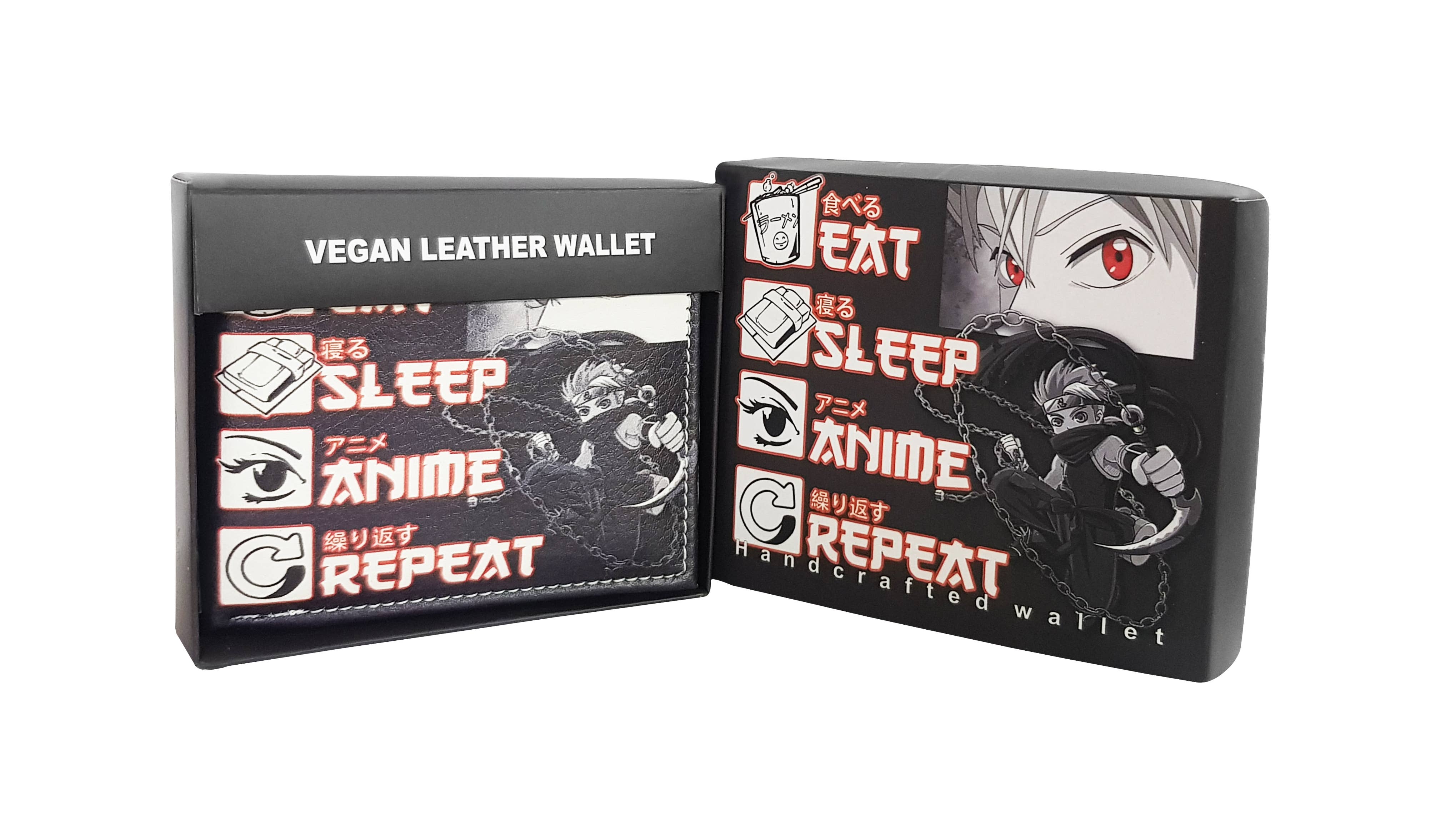 Leather Impressions Inc – wholesale Wallet – Women's – Eat Sleep Anime Repeat Vegan Bi Fold Wallet #VL6521