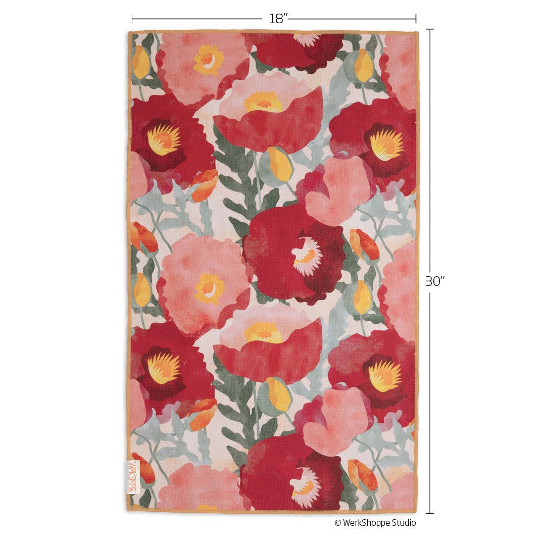 WerkShoppe – Engroshandel Viskestykke – Abstract Poppies Microfiber køkkenhåndklæde2