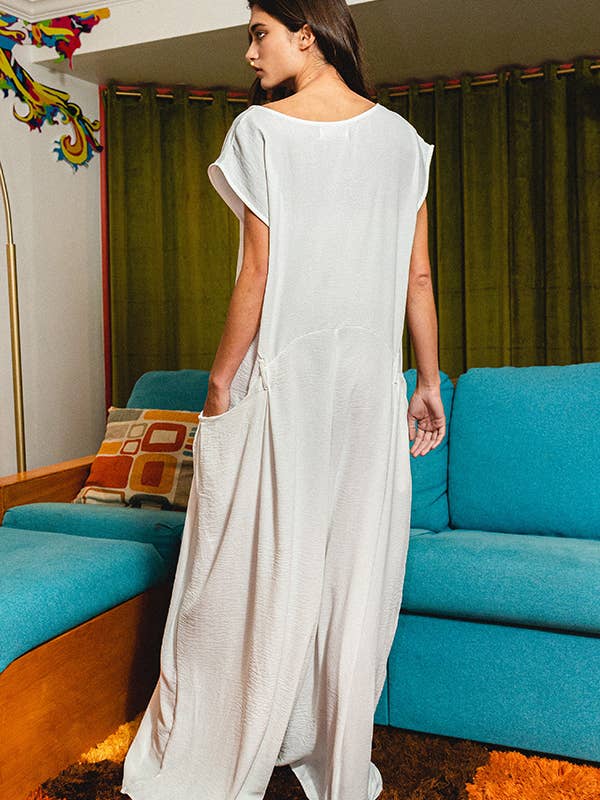 BUCKETLIST OUTLET - Wholesale Jumpsuit - Women's - R5277 OUTLET SALE Scoop Neck Wide Leg Solid Jumpsuit14