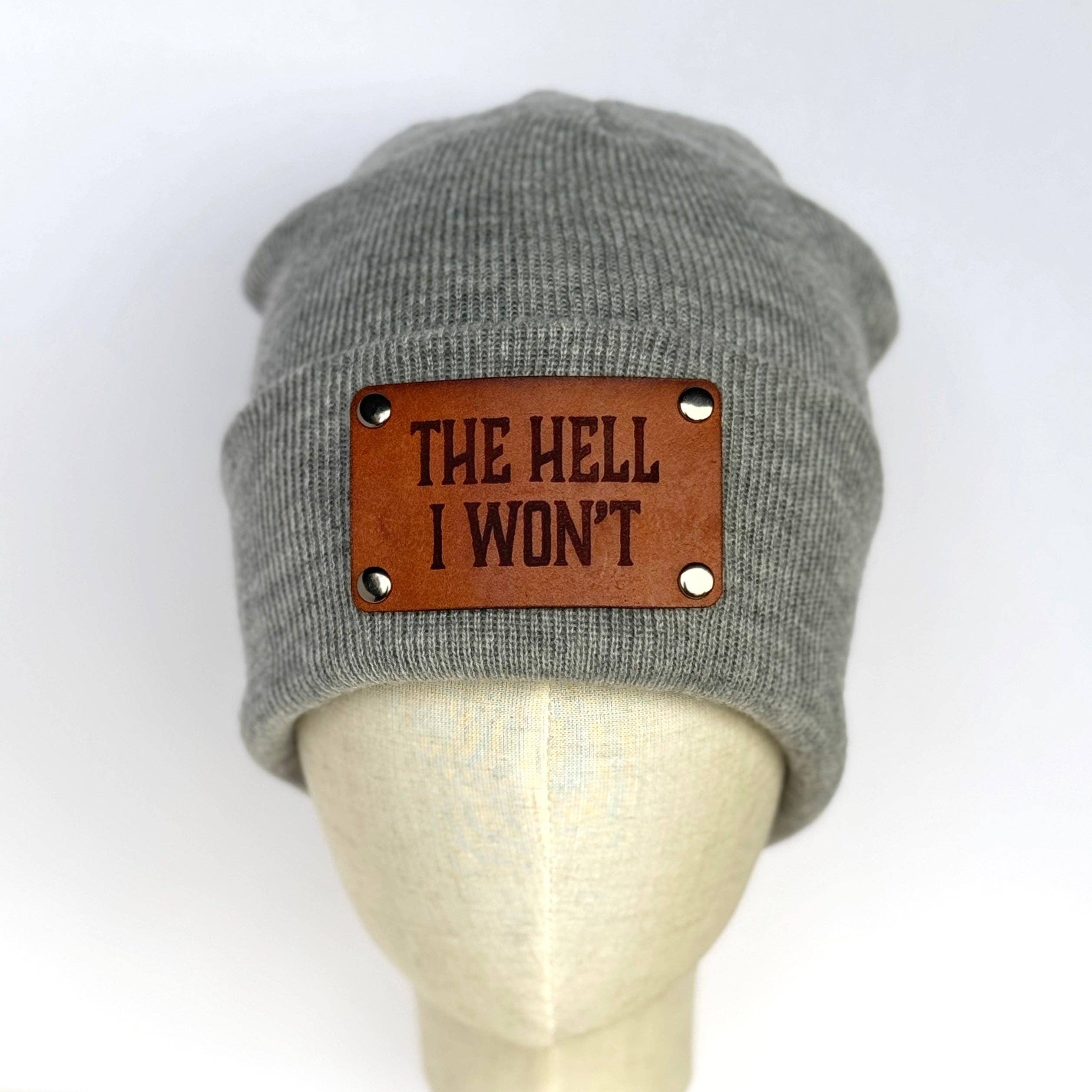 The Lonely Pine - Wholesale Beanie - Unisex - The Hell I Won't beanie with snap on/off leather patch3