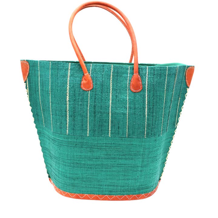 Shebobo - Wholesale Beach Bag - Santa Cruz Two Tone Pinstripes Large Straw Tote Bag