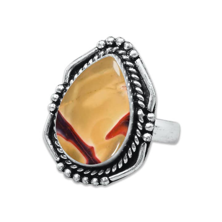 Handmade Jewels - Wholesale Cocktail/Statement Ring - Mookaite Jasper Rings – Handmade, Silver-Plated, Bold Earth Tones (Made to Order)12