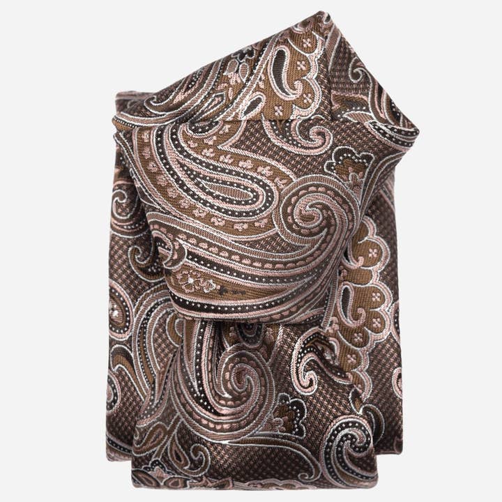 Pavia - Silk Jacquard Tie - Brown and Blush Pink for wholesale by Elizabetta Made in Italy USA