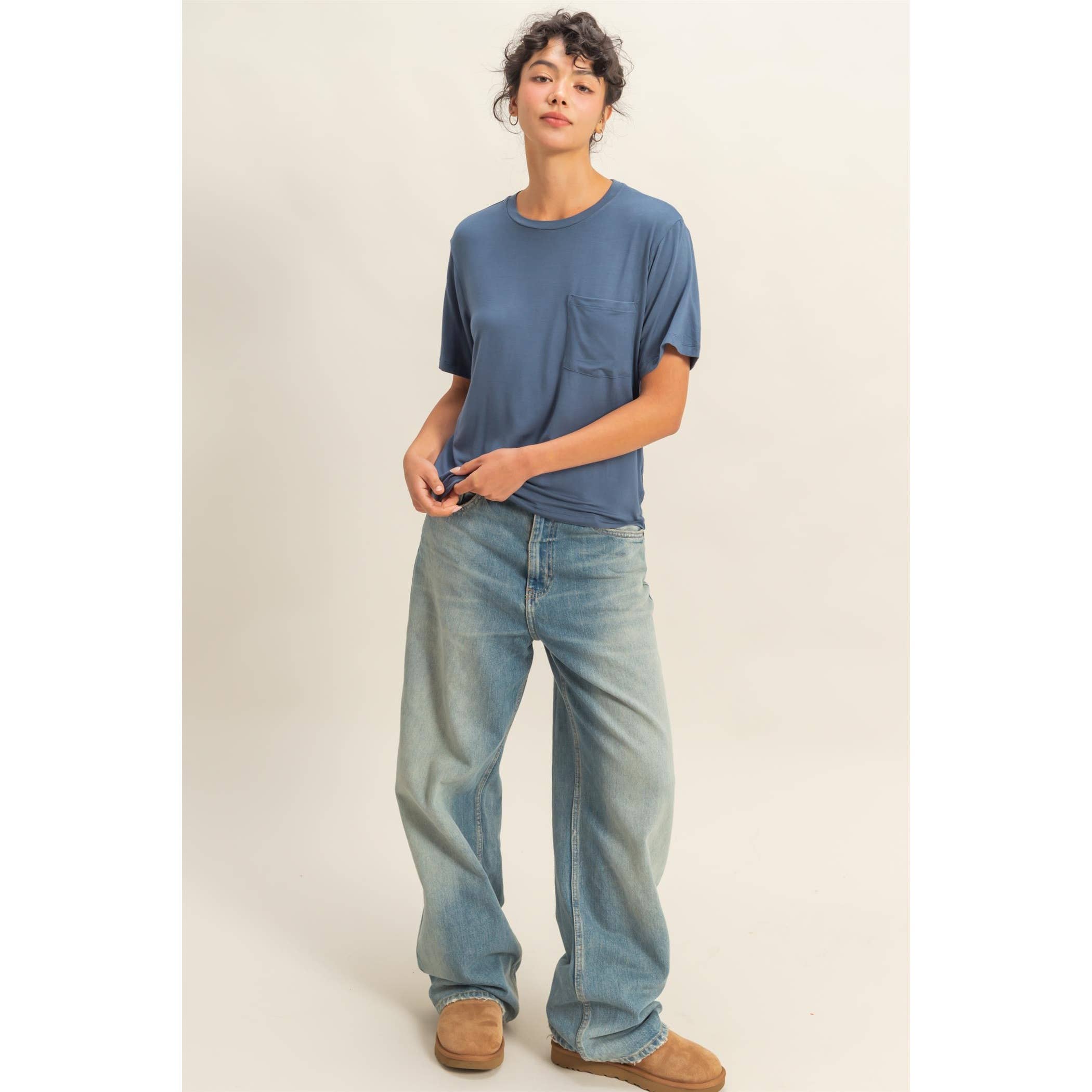 Double Zero - Venta al por mayor Camiseta - Mujer - Top clásico de cuello redondo con bolsillo y manga corta9