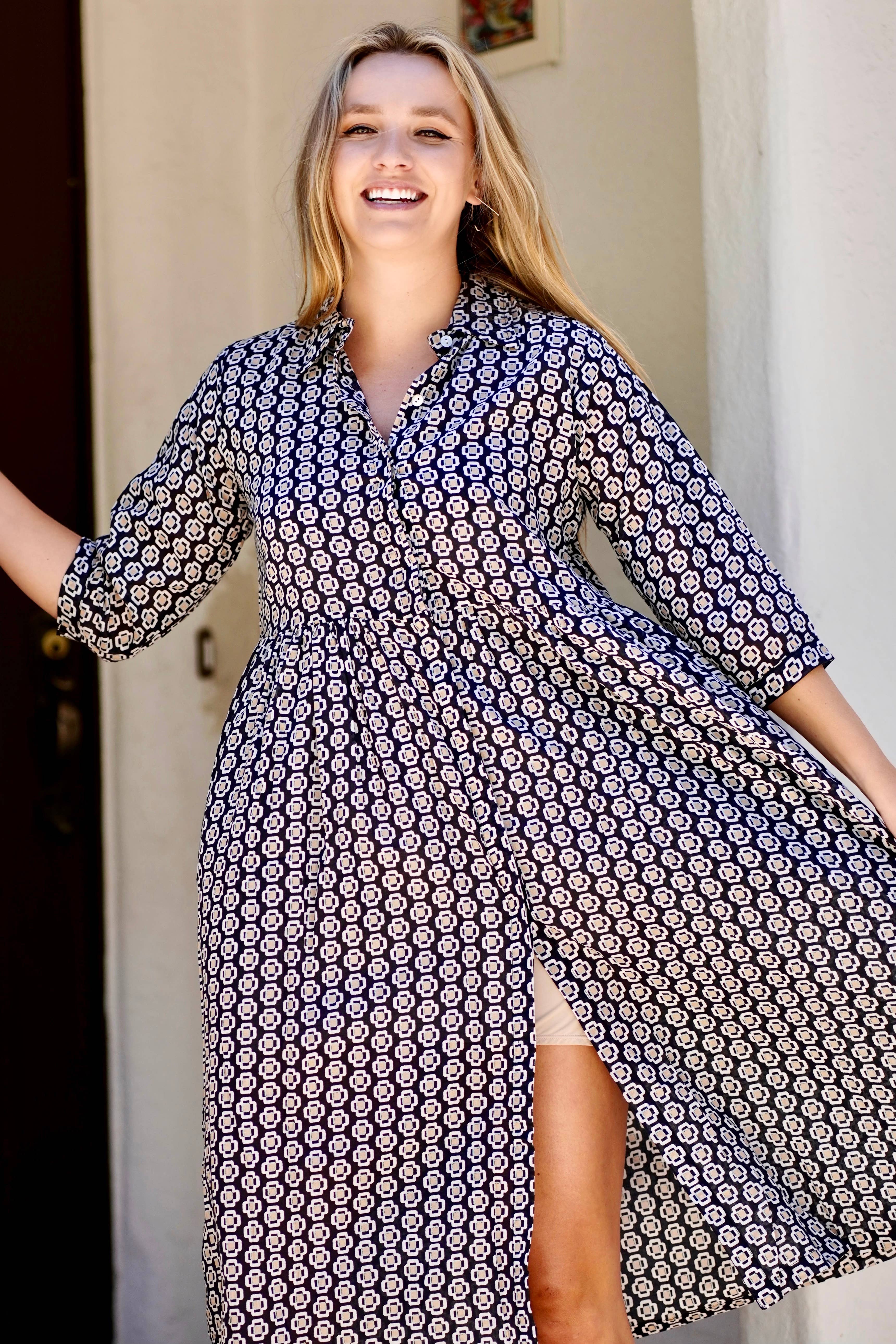 Zwart Amani Jurk Geometrisch Zwart voor groothandel op Faire4