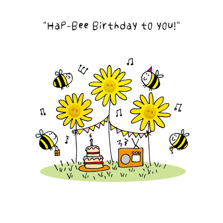 FELIZ ANIVERSÁRIO, MERCEARIA, CARTÃO DE BOTÕES, NATUREZA, ABELHAS por atacado de The Spare Button Card Range