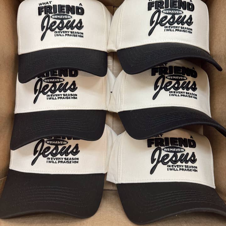 KENZKUSTOMZ - Wholesale Trucker Hat - Unisex - Friend in Jesus - Black Vintage Trucker Hat13