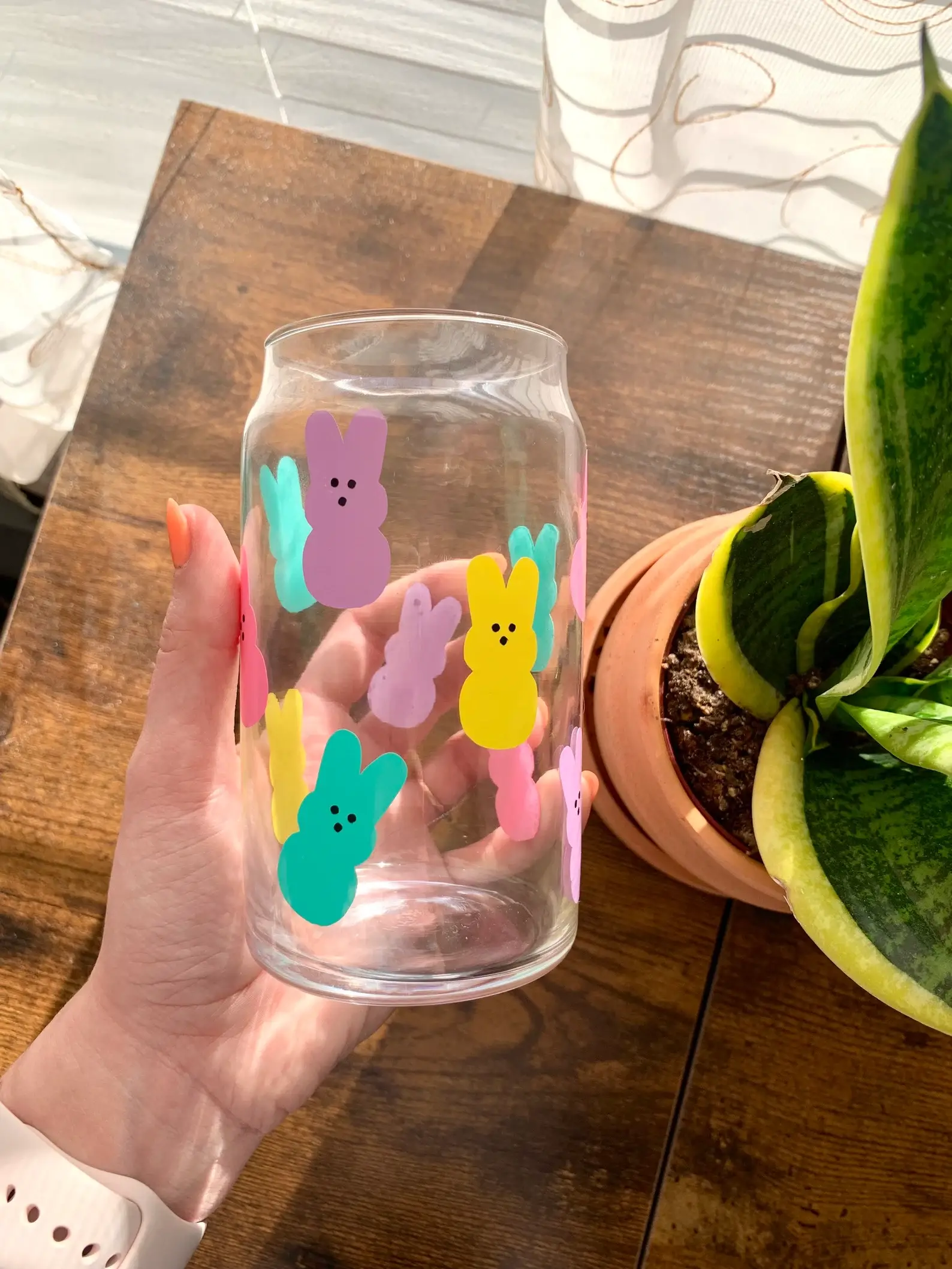 MarieDesignCo - Wholesale Drinking Glass/Cup - Peeps glass mug, Easter coffee mug, peeps coffee cup, cups3