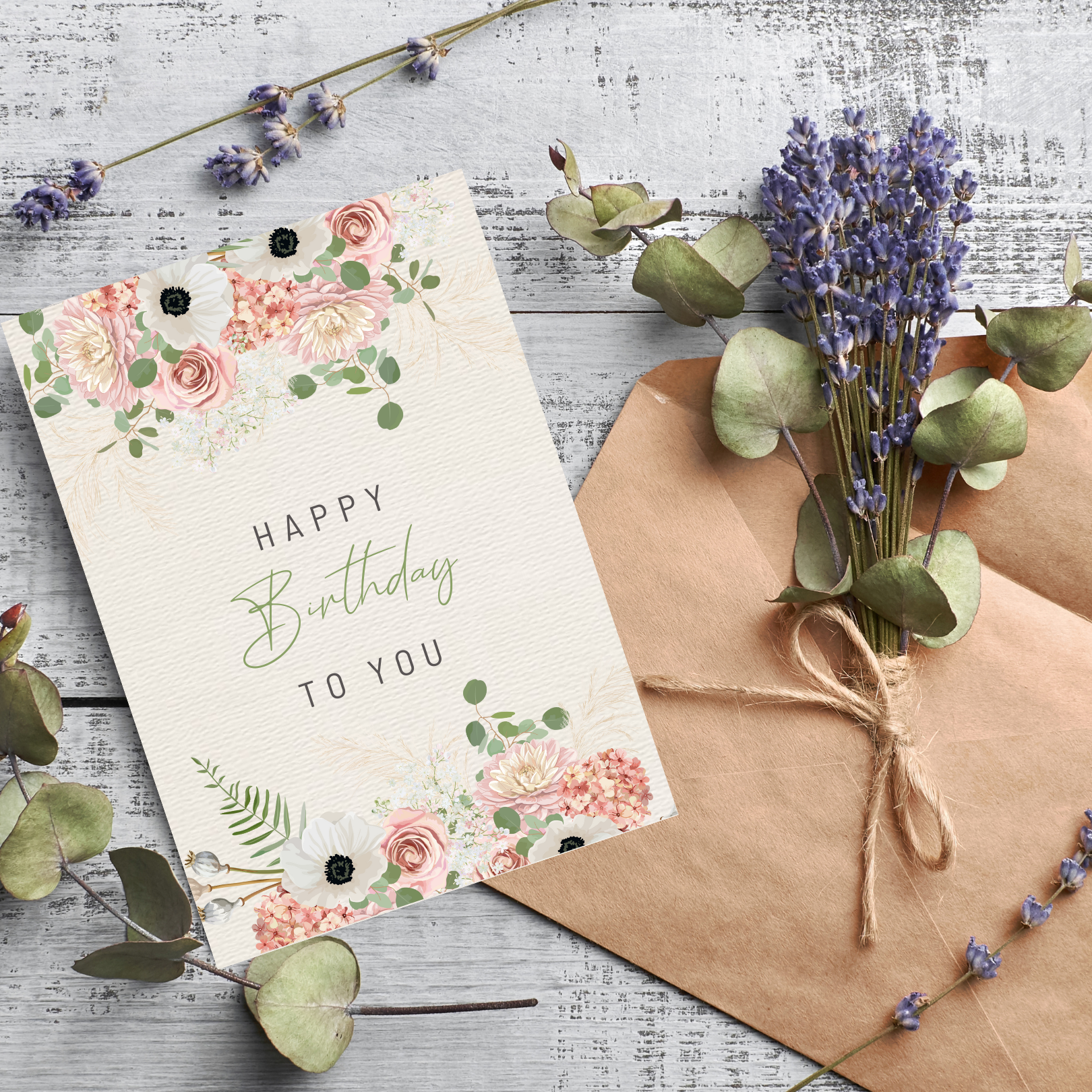 Paper Kuts - Wholesale Birthday Card - Pink Floral Happy Birthday Card, Includes Kraft Envelope4