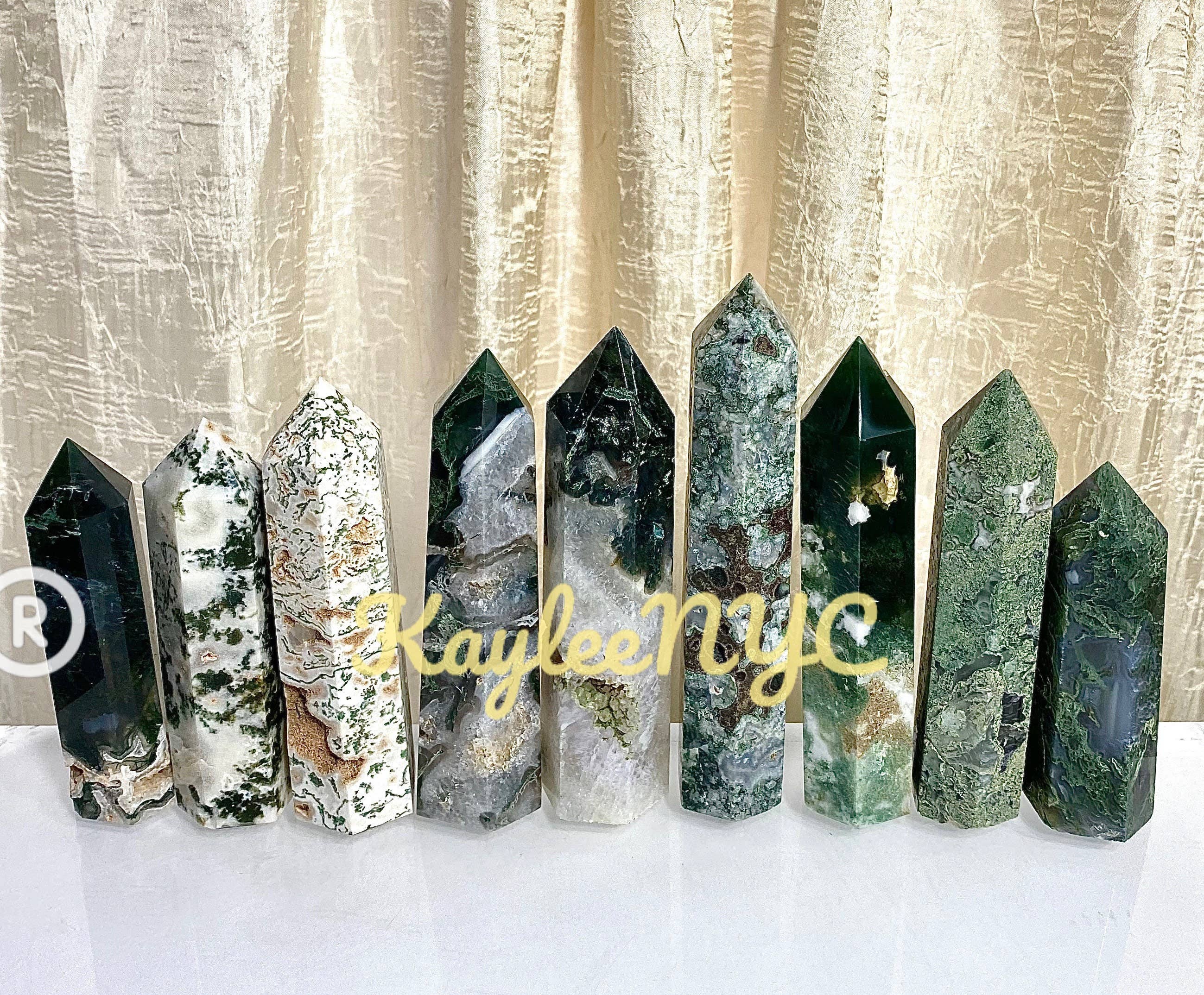 KayleeNYC - Wholesale Spiritual Stone/Crystal - 2 lbs Natural Moss Agate Obelisk Tower Point5