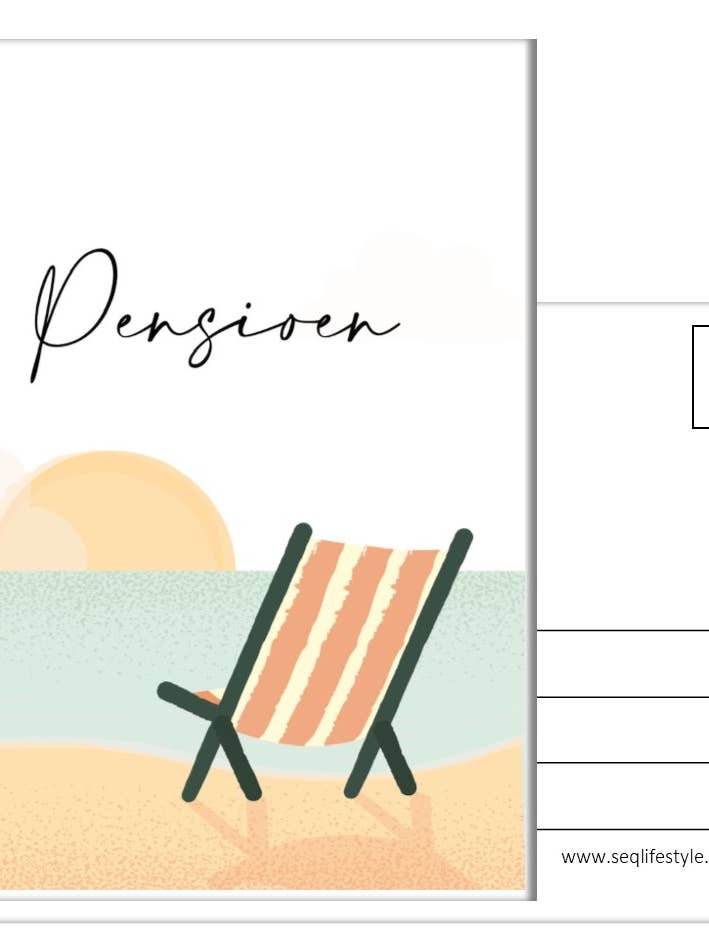 Biglietto d'auguri A6 Pensione per la vendita all'ingrosso da parte di SEQ LIFESTYLE