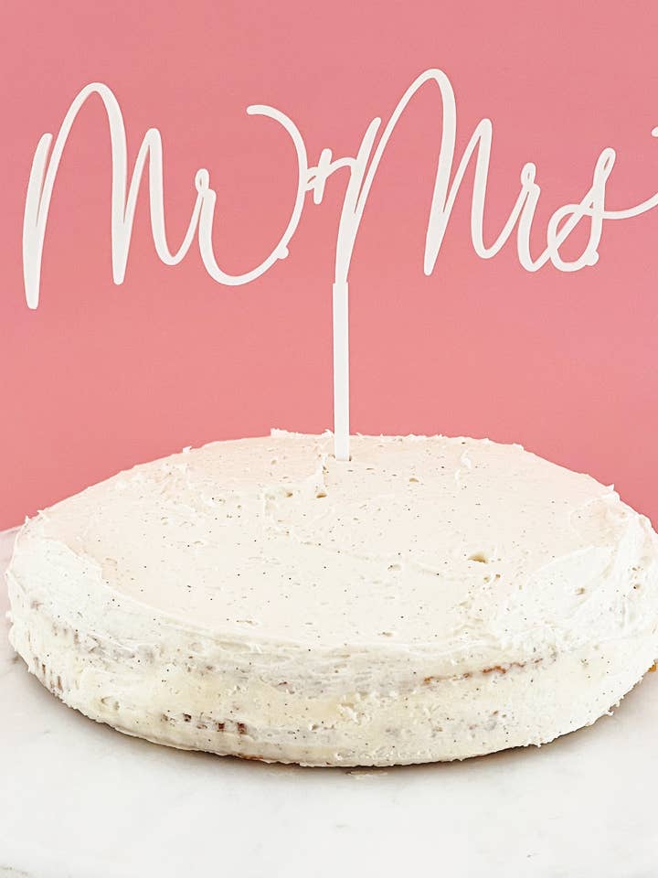 Mr. and Mrs. Cake Topper for wholesale by Proper Letter