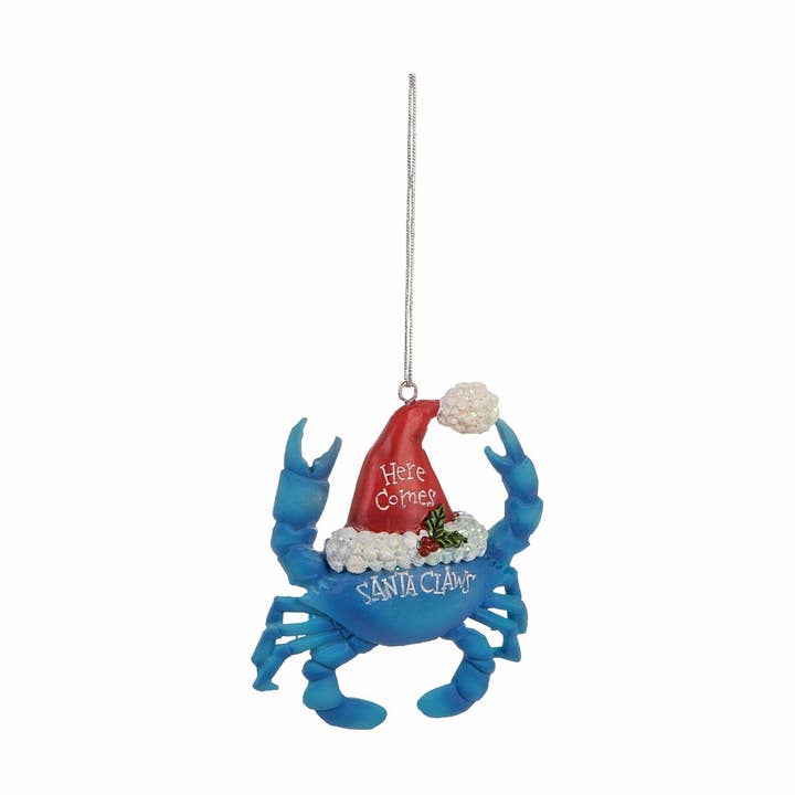 Christmas Santa Claws Blue Crab Ornament for wholesale by Beachcombers