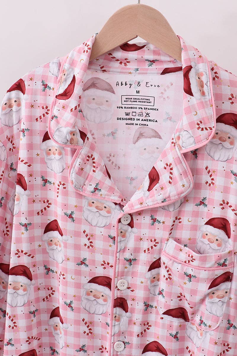 Mom & Co. - Wholesale Sleepwear Set - Women's - Pink santa claus bamboo mom pajamas set1