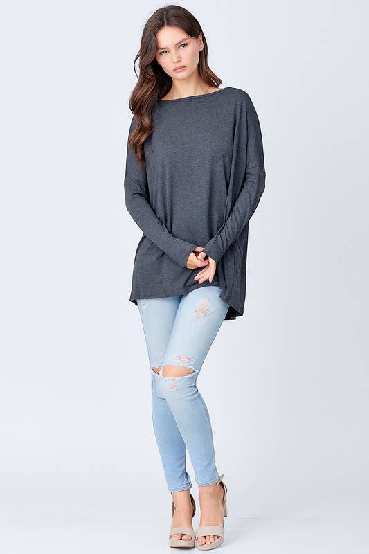 A.gain – wholesale Tunic – Women’s – 11003L07 - SOLID LONG SLEEVE PIKO TOP11