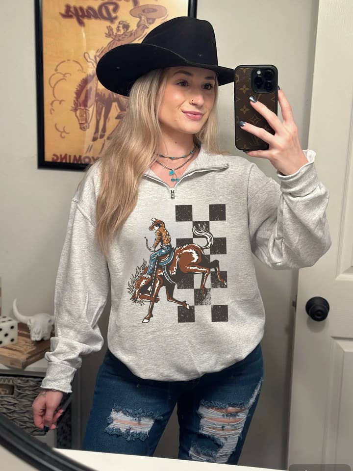 Ternet Cowboy Quarter Zip for engroshandel hos Gunpowder and Glam Boutique