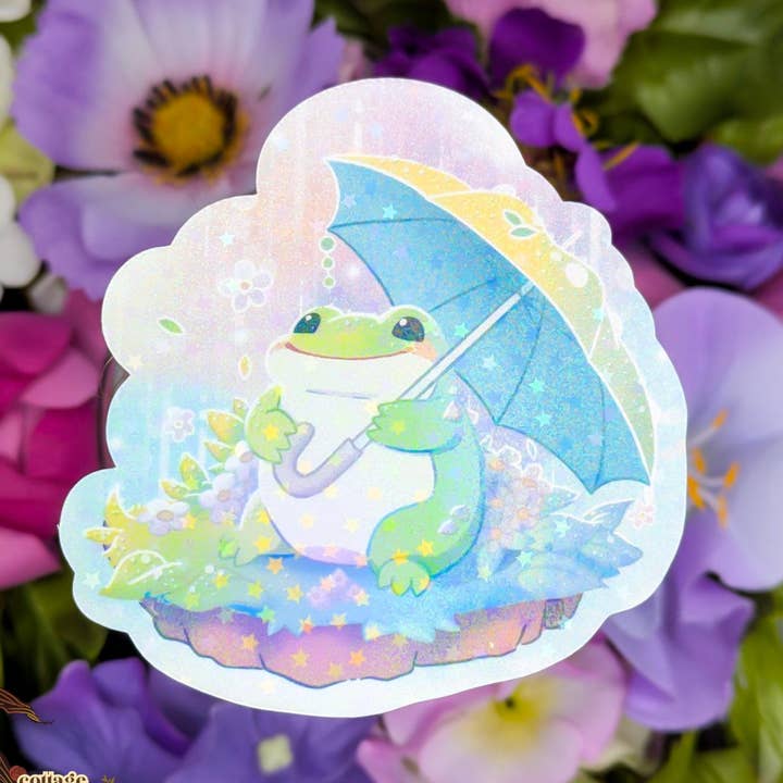 Groda i regnet stuga-kärna vinylklistermärke #2 för wholesale av Witchbriar Cottage