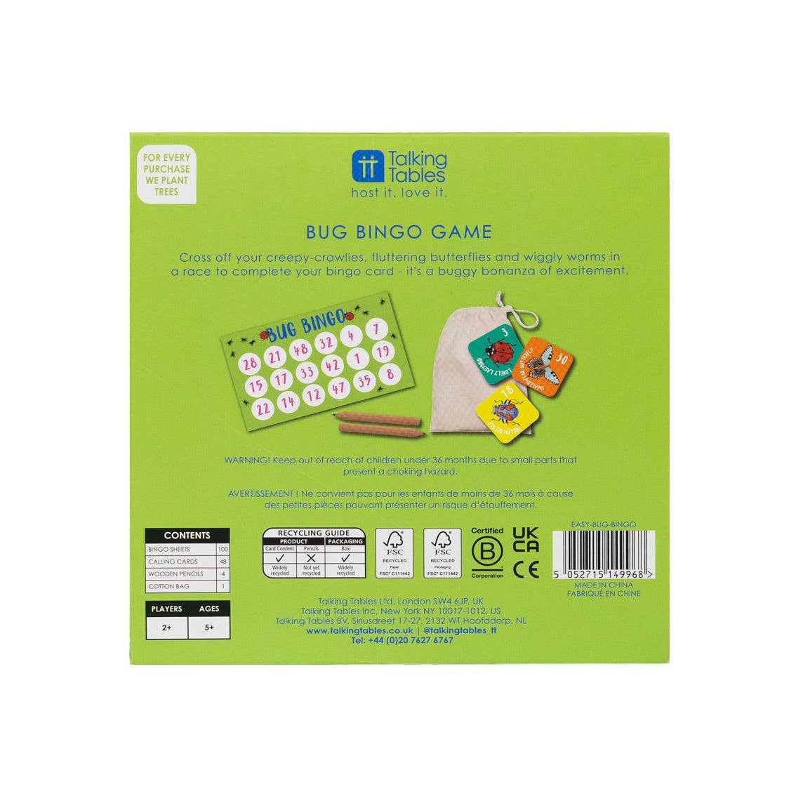 Talking Tables USA - Wholesale Board Game - Bug Bingo Kids Game | Everyday Games |4