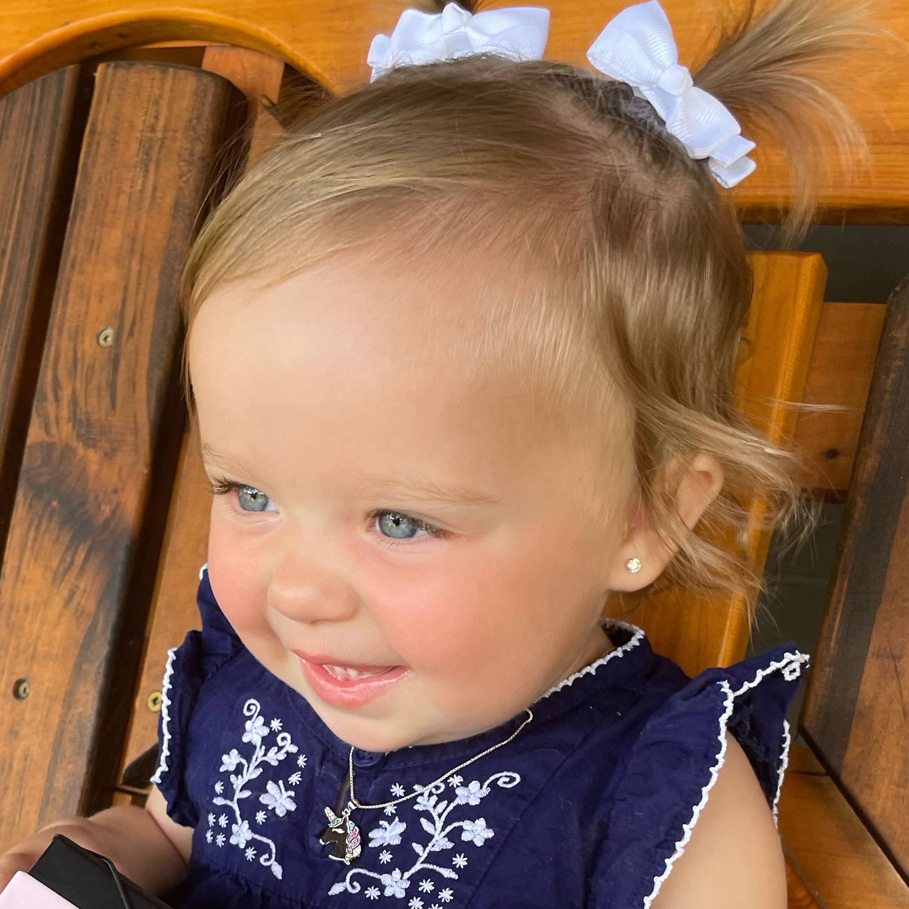 Cherished Moments - Venta al por mayor Pendientes de botón/aretes de poste - Pendientes de botón con circonita transparente de plata de ley para bebés y niñas5