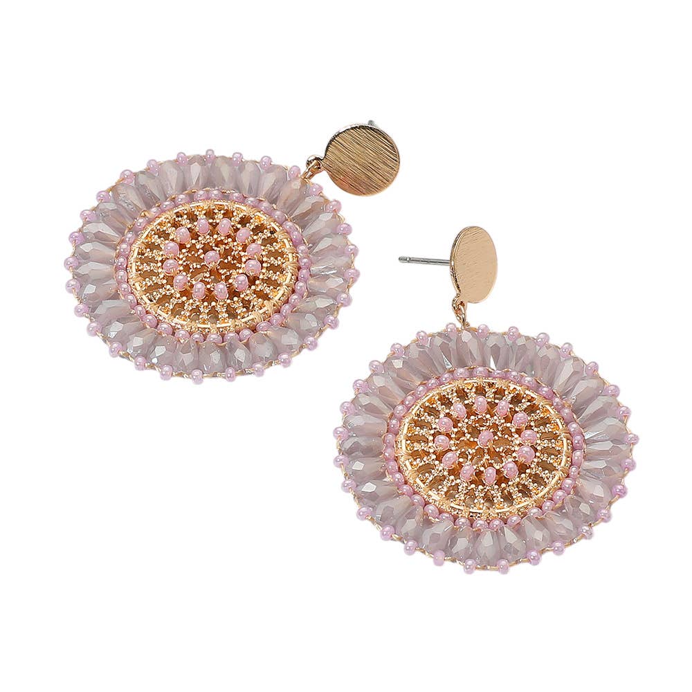 Sensibling Corp. - Wholesale Dangle Earrings - Boho Faceted Beaded Mandala Dangle Earrings
12