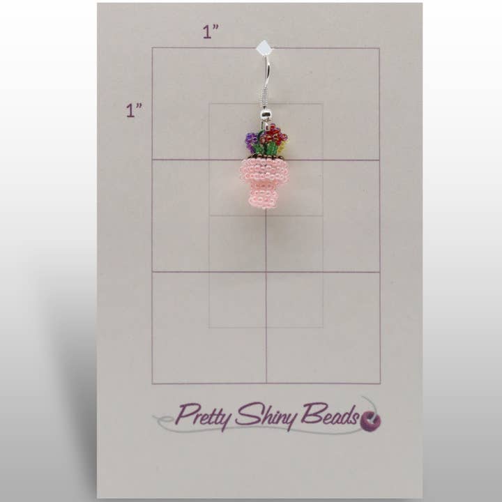 Pretty Shiny Beads - Wholesale Dangle Earrings - 3D Beaded Flower Pot Earrings2