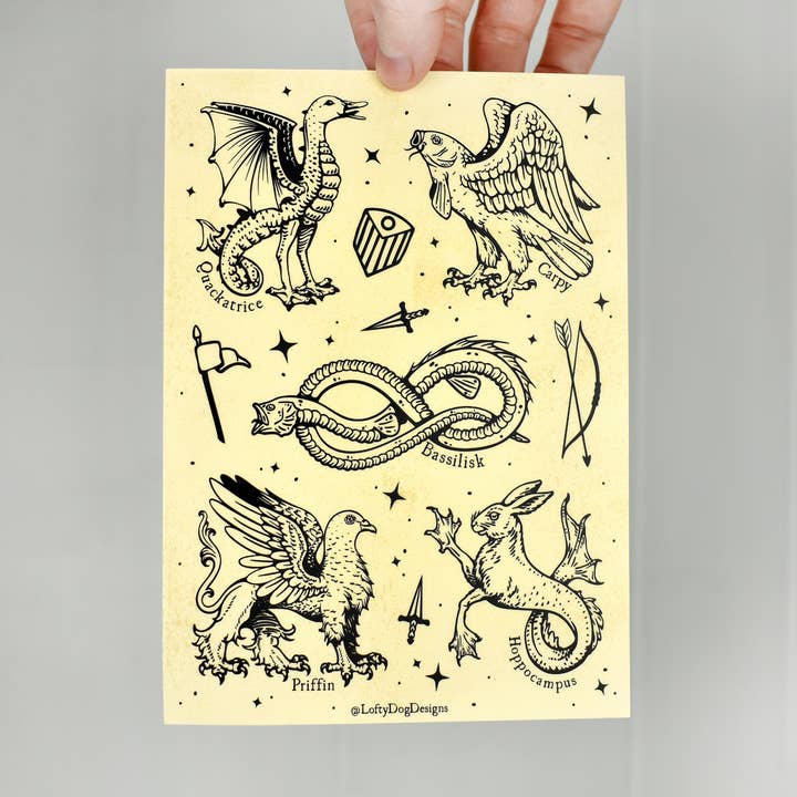 Bestiary Matte Vinyl Sticker Sheet for wholesale by Lofty Dog Designs