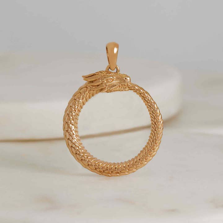 Plazko - Wholesale Individual Charm/Pendant - Bronze Dragon Ouroboros Pendant 31x24mm - 1Pc1
