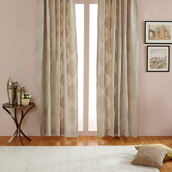 Tenda da ricamo Empress Damask Applique, naturale per la vendita all'ingrosso da parte di India's Heritage