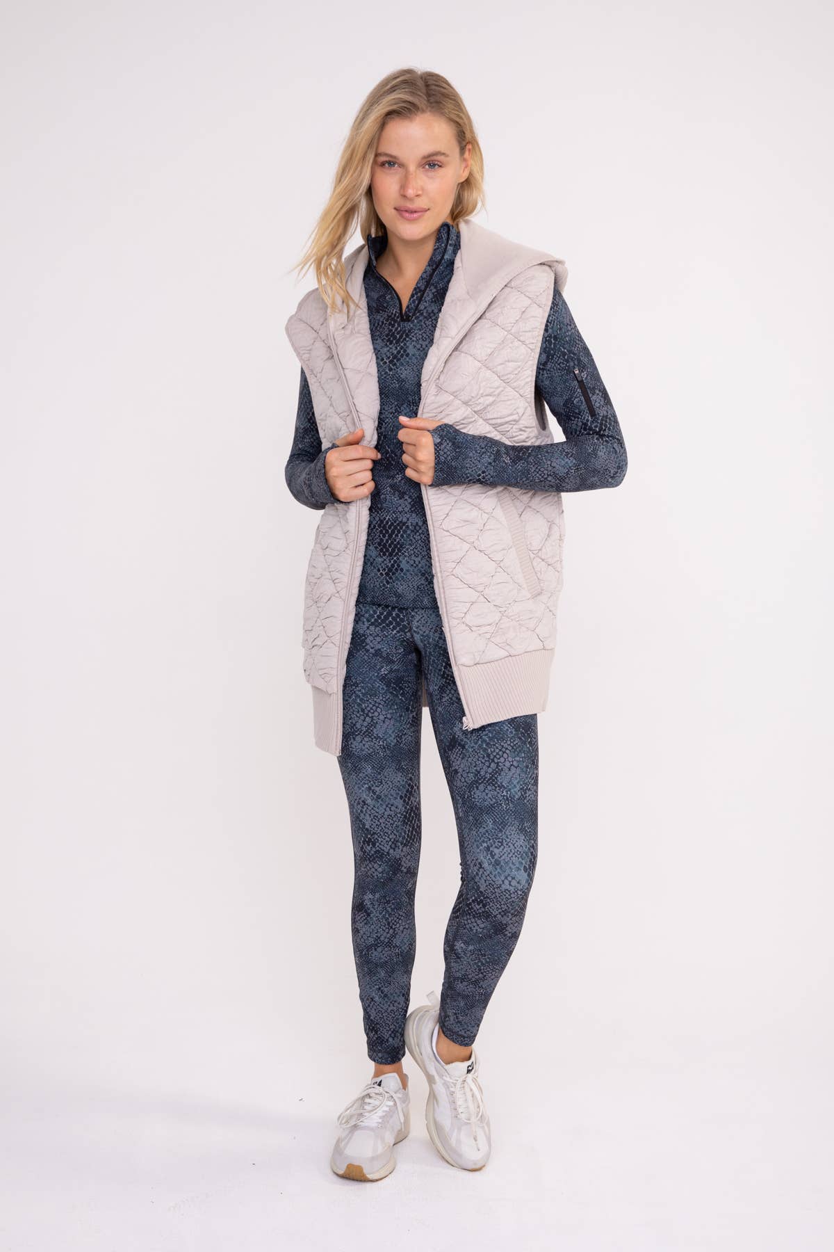 Mono B - Wholesale Outerwear Vest - Women's - Oversized Quilted Fleece Vest with Hood18