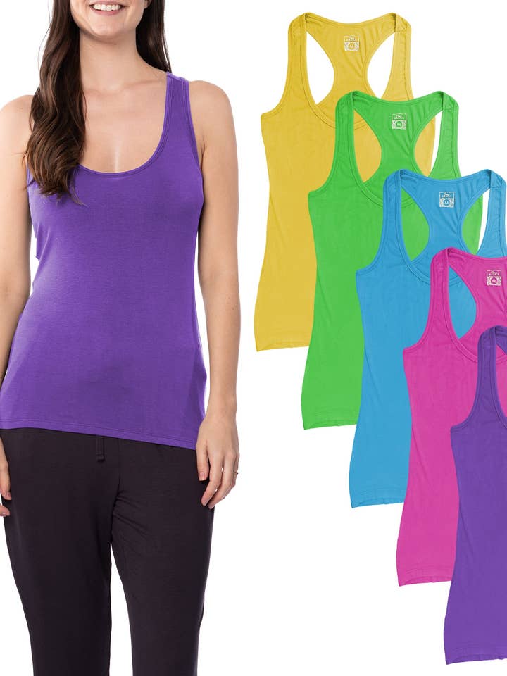 I-Wear Brands - Vente Débardeur – femme - Lot de 5 débardeurs en coton et spandex à dos nageur pour femmes