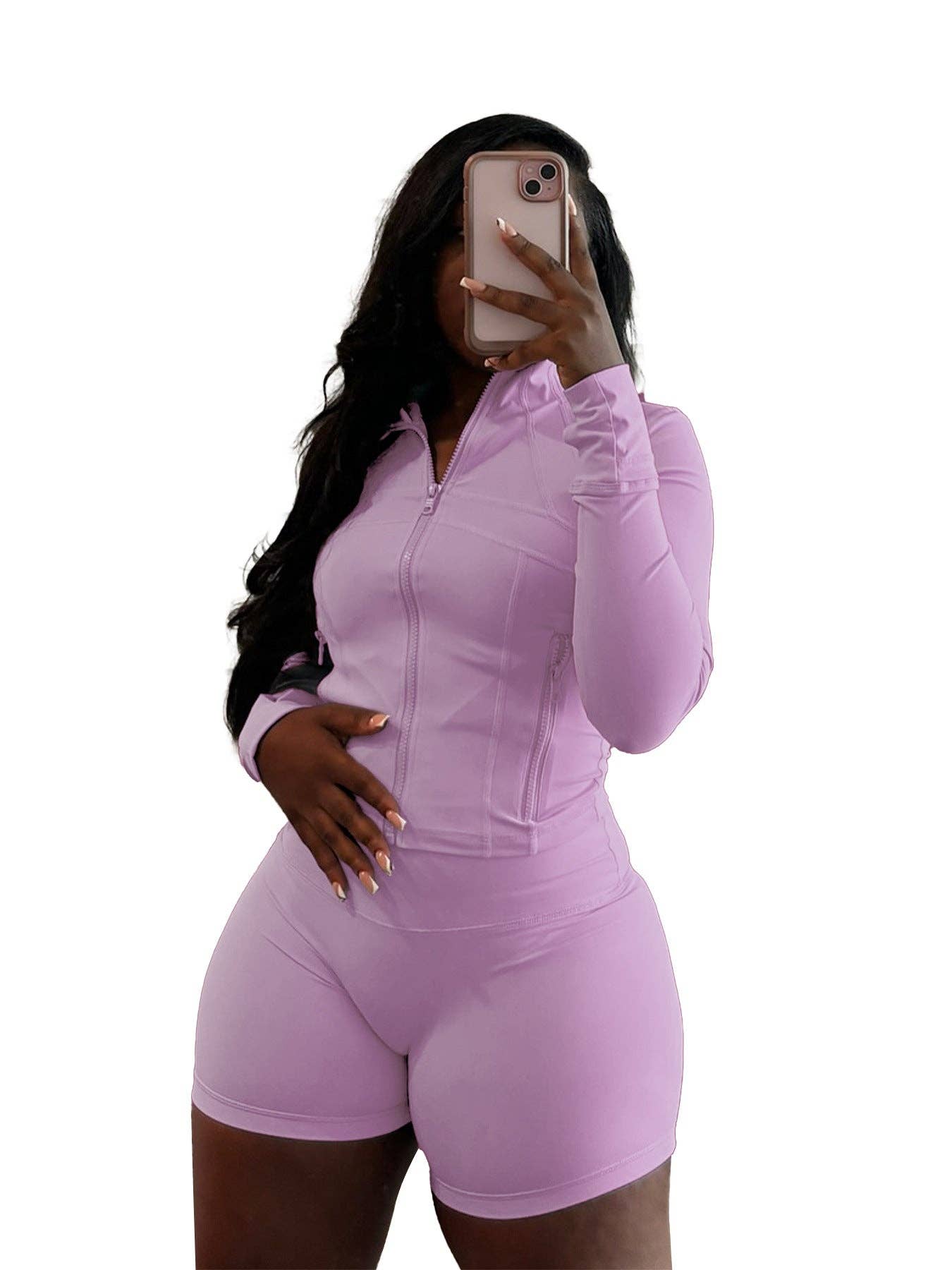 MB Fashion Wholesale - Wholesale Activewear Set - Women's - MB FASHION Athletic Set Long-Sleeve Zip-Up 4068LY6