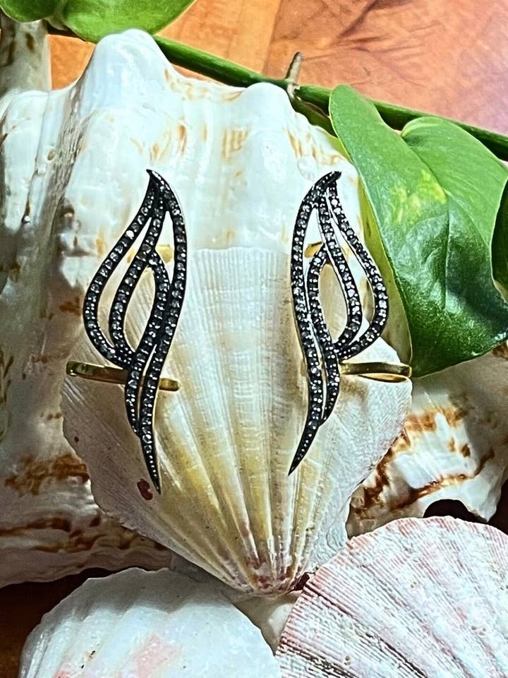 Modern Elegance Pave Diamonds Earrings Gold | Sivalya for wholesale by Sivalya