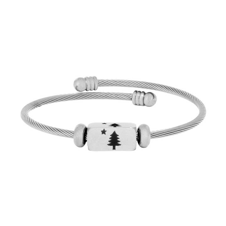 BAILEY SILVER EXPANDABLE CUFF MAINE FLAG for wholesale by Butler Hill