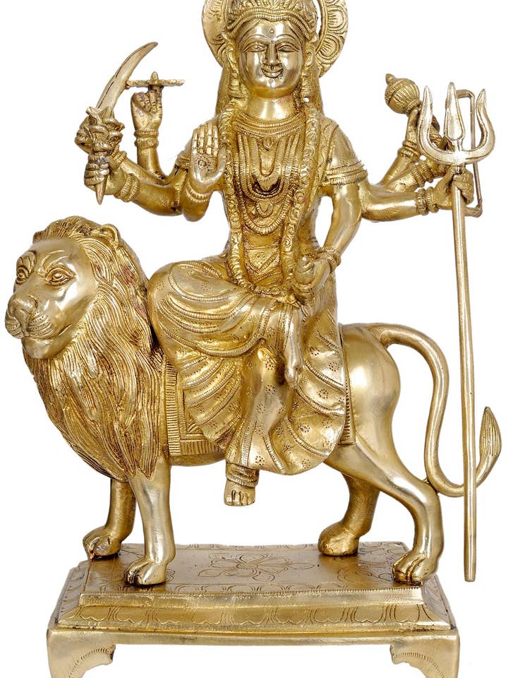 Dea Madre Durga in ottone per la vendita all'ingrosso da parte di Exotic India Art