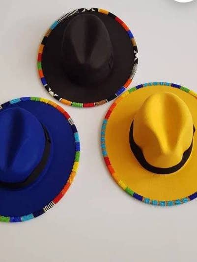 Handmade Beaded Fedora Hats Set of 3 for wholesale by Delight merchants