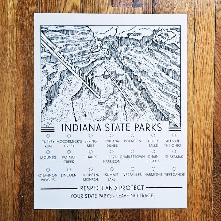 Indiana State Parks - Hand-pulled Screen Print for wholesale by BC Print Media