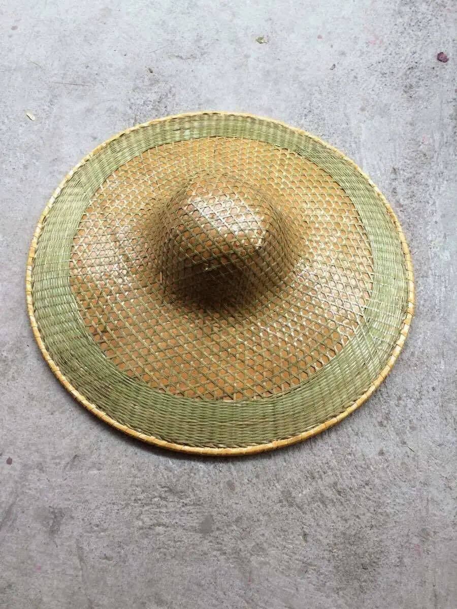 everythingbamboo - Wholesale Strohoed - Dames - Bamboe hoed blad handgemaakte traditionele oosterse hoed, zonwaterdicht kostuumfeest2