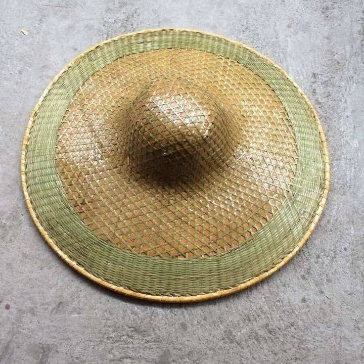 everythingbamboo - Wholesale Strohoed - Dames - Bamboe hoed blad handgemaakte traditionele oosterse hoed, zonwaterdicht kostuumfeest2