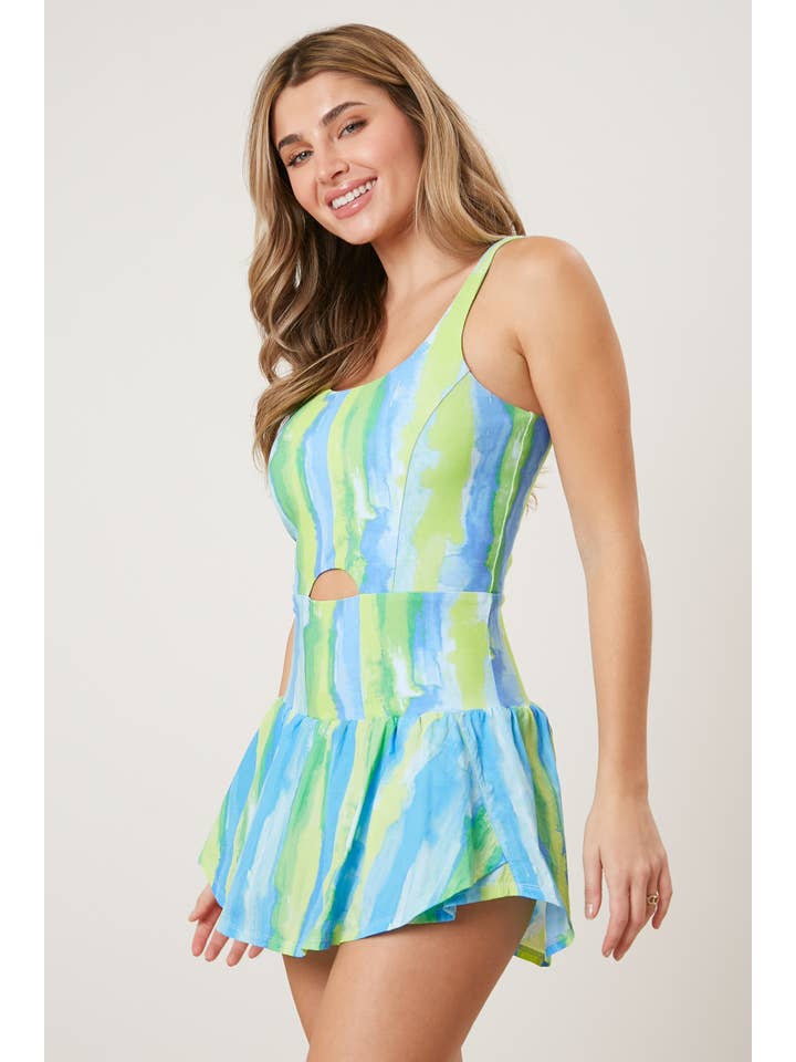 Peach Love California - Wholesale Romper - Women's - Watercolor Print Sporty Romper