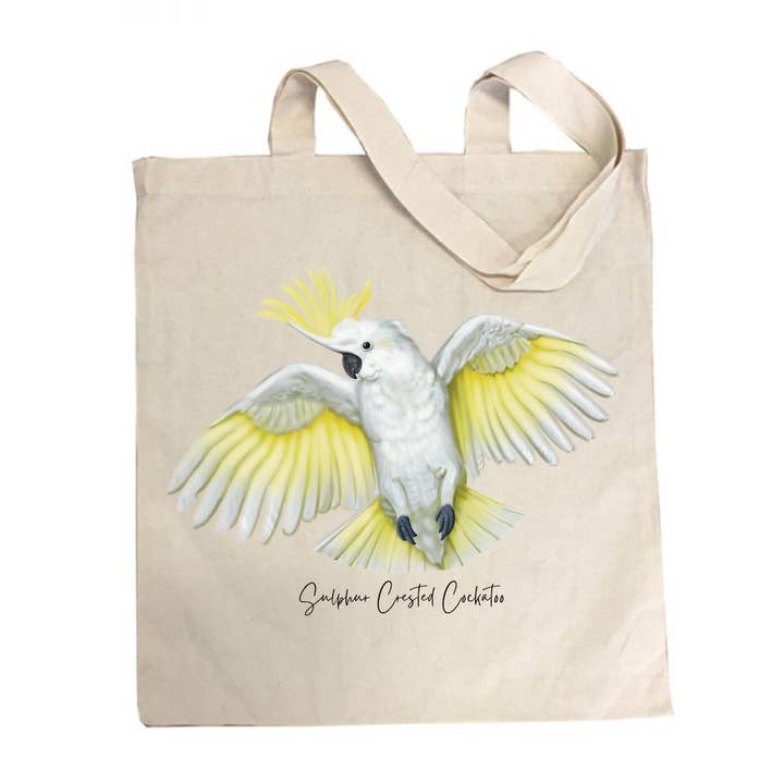 AGCB1012: Sulphur Crested Cockatoo Cotton Tote Bag for wholesale by Australiana Gifts Co