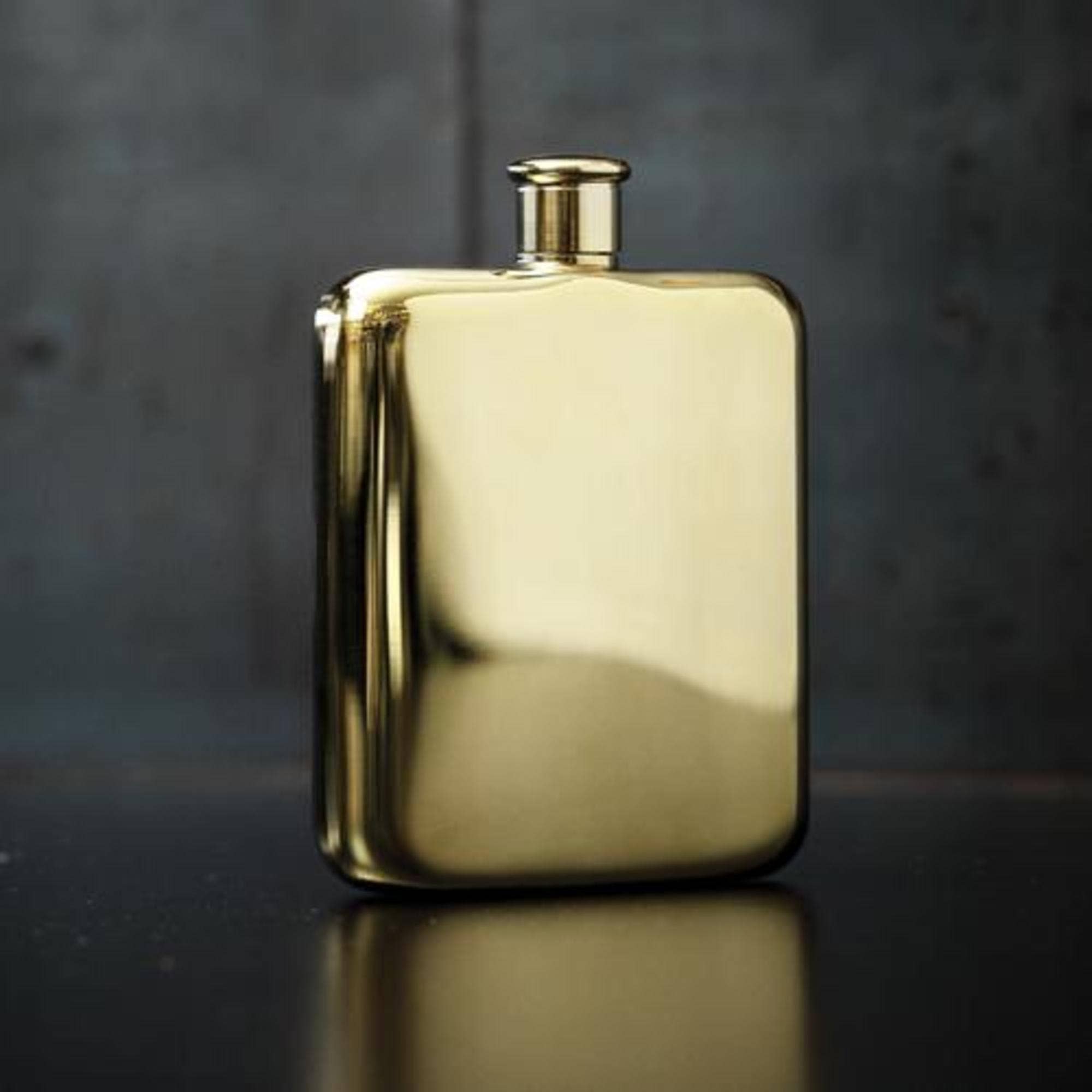 Viski - Wholesale Flask - Belmont™ Polished Gold Plated Flask3