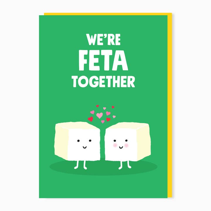 We're Feta Together Love Card | Alla hjärtans dag | Cheese Pun för wholesale av Stoats & Weasels