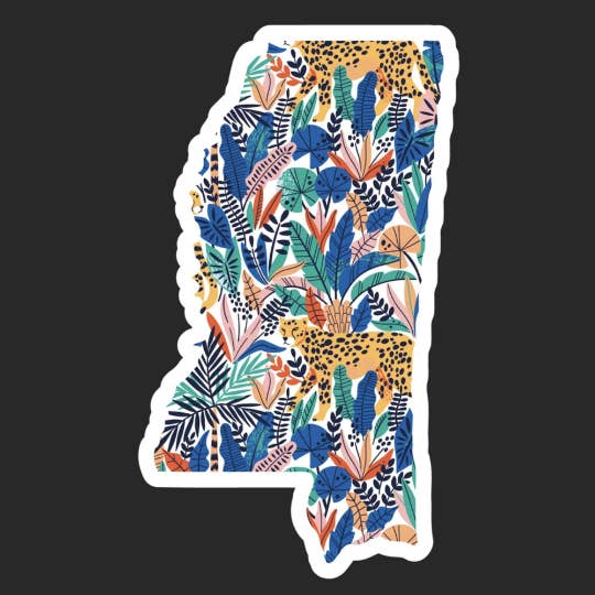 Mississippi Floral Cheetah Jungle Pattern Sticker for wholesale by Barrel Down South