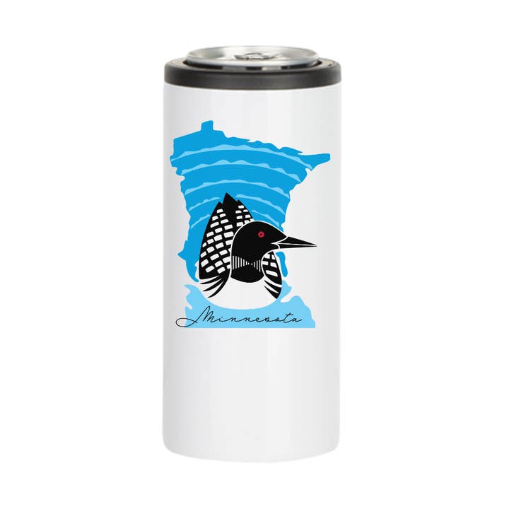 Insulated Skinny Cooler | Minnesota Loon for wholesale by Creative Compass